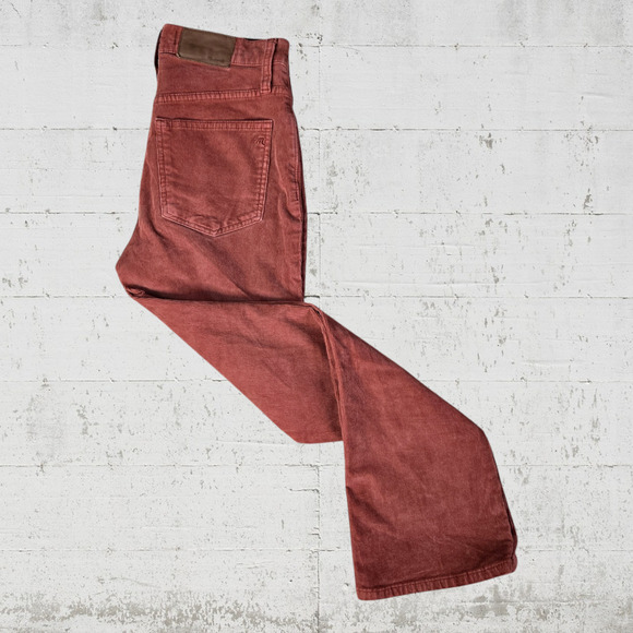 Madewell Terracotta Corduroy Cropped Cali Demi Boot Cut Flare Jeans Size 24 - Picture 8 of 10